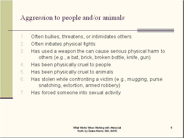 Aggression to People Conduct Disorder CEUs 